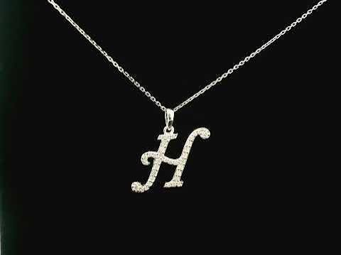 Diamond Initial H Pendant | 18K Gold Letter H &ndash; Emiratesdiamonds