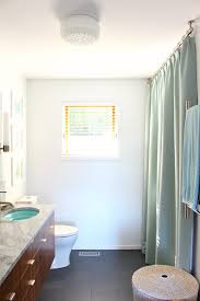 Bathroom Update Ceiling Mounted Shower Curtain Rod Turquoise Tweed Pleated Shower Curtain Dans Le Lakehouse