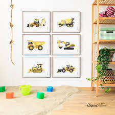 But when it comes to decorating their kid's room, whether it's the nursery, bedroom, or playroom, it's always wise to do a little research and pick up an idea or two from the pros. Construction Vehicles Printable Set Of 6 Land1 Art Wall Kids Kids Wall Decor Kid Room Decor