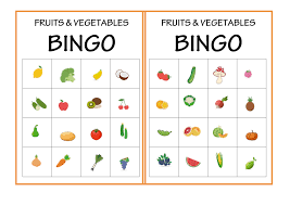 Grille Bingo Anglais Fruits Legumes Vegetables Bingo Fruit Vegetables