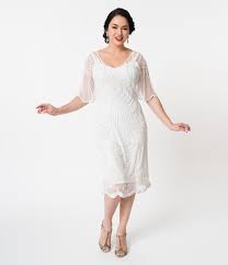 1920s Style White Beaded Butterfly Short Sleeve Kate Cocktail Dress Unique Vintage Vintage Short Dress Dresses To Wear To A Wedding White Cocktail Dress