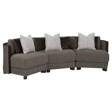Jaron Modern Classic Brown Slub Knit Pillow Back Curved Arc Sectional Sectional Linen Armchair Modern Sectional