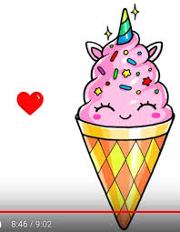 Screenshot How To Draw A Unicorn Ice Cream Easy And Cute Youtube Unicorn Drawing Easy Cartoon Drawings Easy Drawings