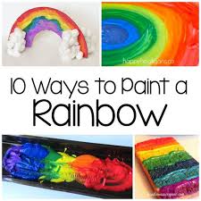 Ten Ways To Paint A Rainbow Preschool Art Activities Toddler Painting Rainbow Learning
