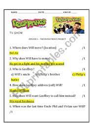 Do you remember all their names? The Fresh Prince Of Bel Air Season 1 Episode 1 Esl Worksheet By Lara2016