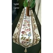 Gambar lukisan bunga taplak meja. Taplak Meja Buffet Panjang 35x180 Belgi Lukis Import Shopee Indonesia