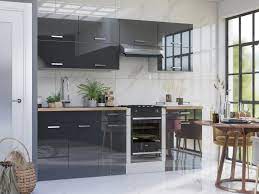 More images for grey gloss kitchen units euchre card » Free Standing Grey Gloss Kitchen Cabinets Cupboards Set 10 Units 240cm 2400mm Impact Furniture