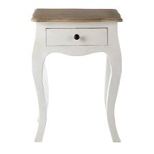 Table De Chevet Avec Tiroir En Acacia Et Manguier Blanche Table De Chevet Table De Chevet Blanche