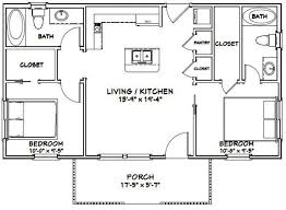 36x20 House 2 Bedroom 2 Bath 720 Sq Ft Pdf Floor Plan Etsy Guest House Plans Tiny House Floor Plans Small House Floor Plans