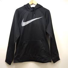 Black And Grey Nike Jacket New Nike Mens Black Therma Fit Logo Swoosh Camo Pullover Hoodie Size Medium Nike Hoodie Pullover Sweatshirts Nike Outfits Nike Men