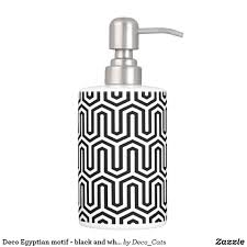 Black And White Soap Dispenser Deco Egyptian Motif Black And White Soap Dispenser And Toothbrush Holder Zazzle Com Bath Accessories Set Soap Dispenser Bathroom Accessory Sets