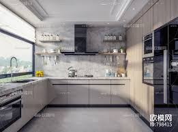 现代厨房3d模型 免费3dmax模型库 欧模网 kitchen cabinets kitchen home decor