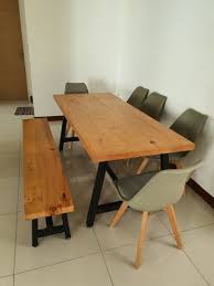 Make an incredibly sturdy and comfortable dining table bench by following this video tutorial. Wooden Dining Table And Bench Furniture Home Living Furniture Tables Sets On Carousell