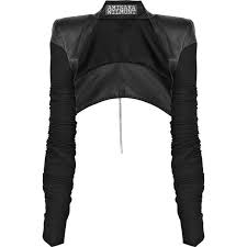 Leather Bolero 915 Found On Polyvore Black Long Sleeve Jacket Leather Sleeve Jacket Black Bolero Jacket