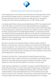 Business Personal Statement College Or University Application