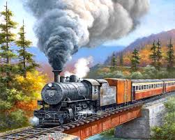 Paint By Numbers Mountain Train Train Art Train Landscape Paintings