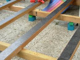Les lambourdes sont fixées au sol avec des chevilles à frapper. Cales Pour Terrasses En Bois