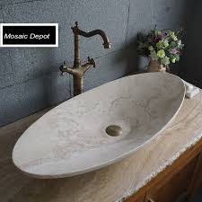 oval travertine sinks bathroom stone