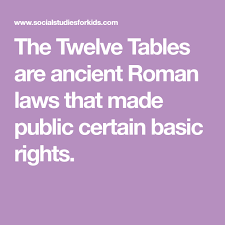 The Twelve Tables Are Ancient Roman Laws That Made Public Certain Basic Rights Roman Law Twelve Tables Ancient Romans