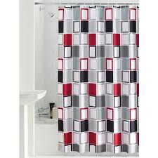 A single grain sack stripe is stenciled both above and below the center design. Red And Black Shower Curtain Pasteurinstituteindia Com