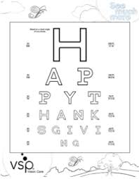 Happy Thanksgiving Color And Print Eye Chart Schoolfamily