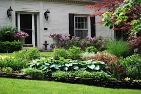 Hostas And Shrubs With Containers For Color Front Yard Landscaping Design Full Sun Landscaping Shade Landscaping