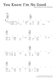 F g what makes you think i'm so special. You Know I M No Good Sheet Music Amy Winehouse Ukulele Chords Lyrics