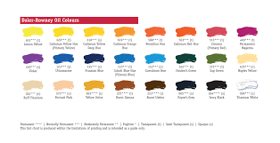 Daler Rowney Graduate Oil Colour Chart Oils Lemon Yellow Color Chart