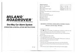 Milano Roadrover 1 Way Alarm System Manualzz
