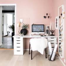 Modern Home Office Space Aesthetic Small Room Pink Wall Style Interior Decor Home Living Dec Small Room Design Home Office Space Home Office Decor