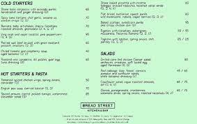 Due to limited seating capacity, we do not have room to accommodate strollers. Bread Street Kitchen Bar Menu Menu For Bread Street Kitchen Bar Atlantis The Palm Dubai Dubai