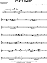 Jason Mraz I Won T Give Up F Instrument Sheet Music In Bb Major Download Print Sku Mn0119850