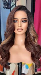 Wowfactor celebrity brown black blonde wavy freepart lace front hd wig