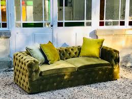 Canape Sur Mesure Velours Vert Olive Castille