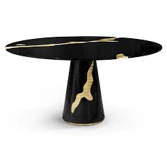 The italian black lacquered gold oval dining set is perfect for intimate evening suppers. Empire Round Black Dining Table Boca Do Lobo Exclusive Design