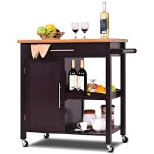 32.5'' h x 43.75'' w x 17.5'' d Giantex Kitchen Trolley Cart Wood Rolling Island Cart Home Restaurant Kitchen Dining Room Serving Utility Cart W Bamboo Top Storage Cabinet Bigger Drawer Removable Tray Shelf Brown Buy Online In Aruba At Aruba Desertcart Com