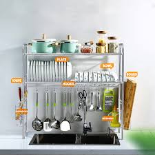 Maybe you would like to learn more about one of these? 1 2 Tier Stainless Steel Over Sink Dish Drying Rack Drainer Kitchen Storage Rack Alexnld Com