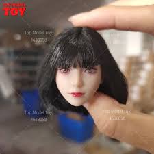 1/6 Scale Asian Girl Mandy Movable Eyes Head Carving Model Fit 12'' White  Skin Female Soldier Action Figure Body Dolls Toy