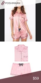 Black And White Striped Satin Pajamas Last 1 Victoria Secret Afterhours Satin Boxers Set Fashion Clothes Design Fashion Design