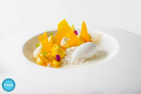 Coconut Panna Cotta Mango Glass Passion Fruit Cremeux Coconut Snow Mango Compote For My Plated Desserts Mango Dessert Fruit Salad Easy Fruit Salad Making
