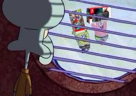 The image began going viral on twitter several months later, as several meme accounts posted it with the caption juniors looking at graduating. Me Right Now Squidward Looking Out The Window Looking Out The Window Squidward Squidward Meme