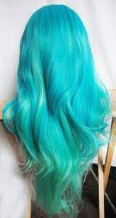 Gorgeous Blue Color Fading Into Light Green It S A Wig Haircolor Hair Styles Blue Hair Ombre Hair