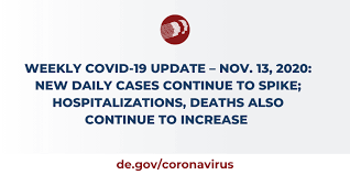 The virus is very serious, please follow the. Weekly Covid 19 Update Nov 13 2020 New Daily Cases Continue To Spike Hospitalizations Deaths Continue To Increase State Of Delaware News