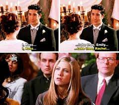 Never Forget When Ross Said Rachel Instead Of Emily On His Wedding Day Friends Friends Moments Rachel Friends Ross And Rachel