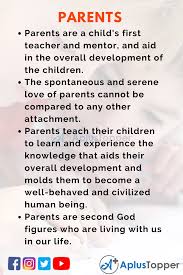 Kochanska g, barry ra, stellern sa, o'bleness jj. 10 Lines On Parents For Students And Children In English A Plus Topper