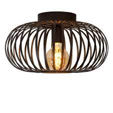 Geometric pattern round shape led ceiling light for home. Lucide 78174 40 30 Manuela Vintage Round Metal Black Flush Ceiling Light Ideas4lighting Sku68220i4l