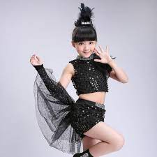 5 out of 5 stars. Black Jazz Dance Costumes For Girls Kids Children Modern Dance Singers Party Show Competition Street Performance Costumes Tops And Skirts Material Sequin Fabric Not Stretchable Fabric Content