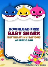 The other child has to guess which numbered shark ate that animal. Free Editable Baby Shark Birthday Invitation Novocom Top