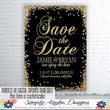Black And Gold Save The Date Cards Sparkle Save The Date Etsy Gold Save The Dates Save The Date Cards Save The Date