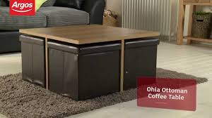 Simplihome dover 36 inch wide square coffee table lift top storage ottoman, cocktail footrest stool in upholstered slate grey tufted linen look fabric for the living room, contemporary. Ohio Ottoman Chocolate And Oak Effect Coffee Table Argos Review Youtube